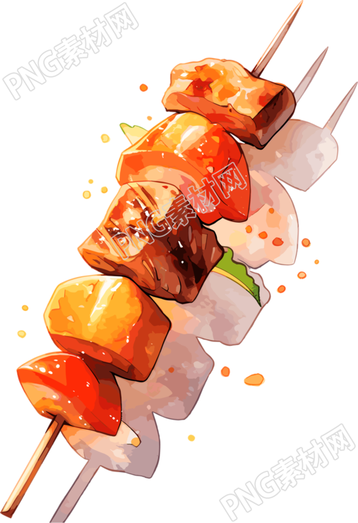 烤串手绘插画元素