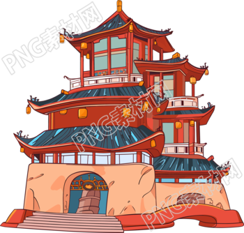 國(guó)風(fēng)閣樓商用插畫設(shè)計(jì)素材