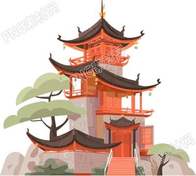 國(guó)風(fēng)閣樓建筑插圖
