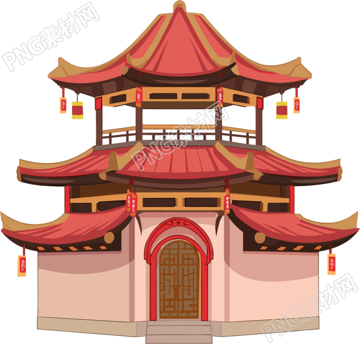 国风阁楼商业插图设计