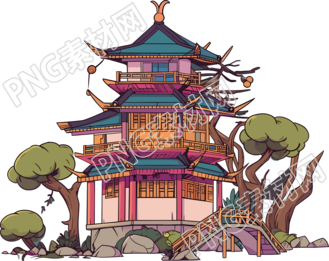 國(guó)風(fēng)閣樓插圖