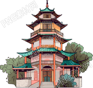 国风阁楼图形素材