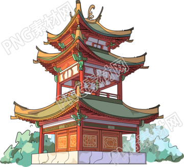 國風(fēng)閣樓矢量插畫