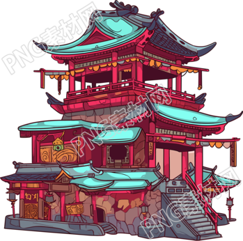 國風(fēng)閣樓矢量插圖
