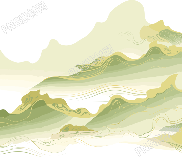 国潮风山脉透明背景插画