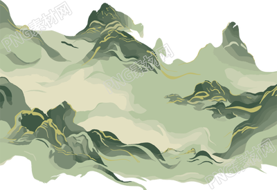 國潮風(fēng)山脈透明背景插畫設(shè)計