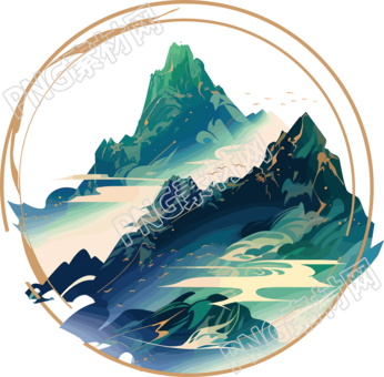 國潮風(fēng)山脈抽象插圖