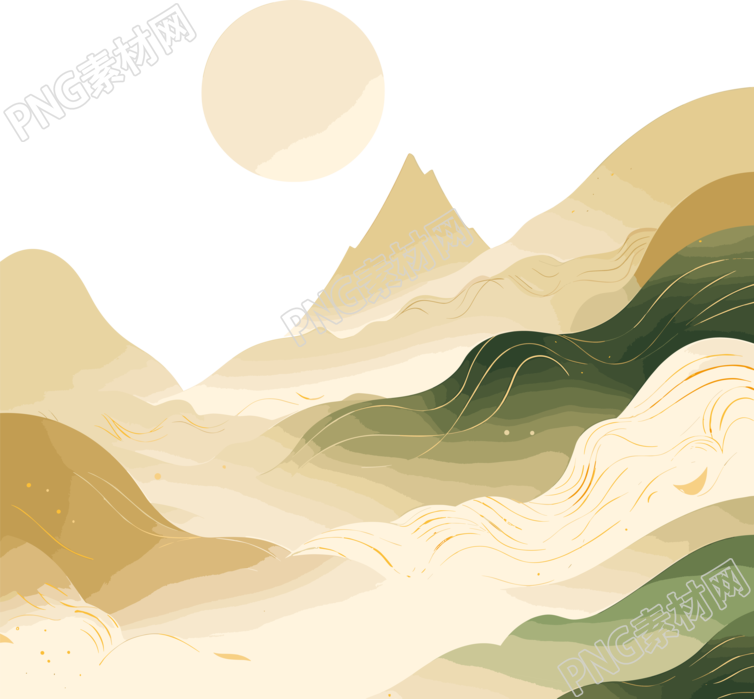 国潮风山脉创意设计灵感插画