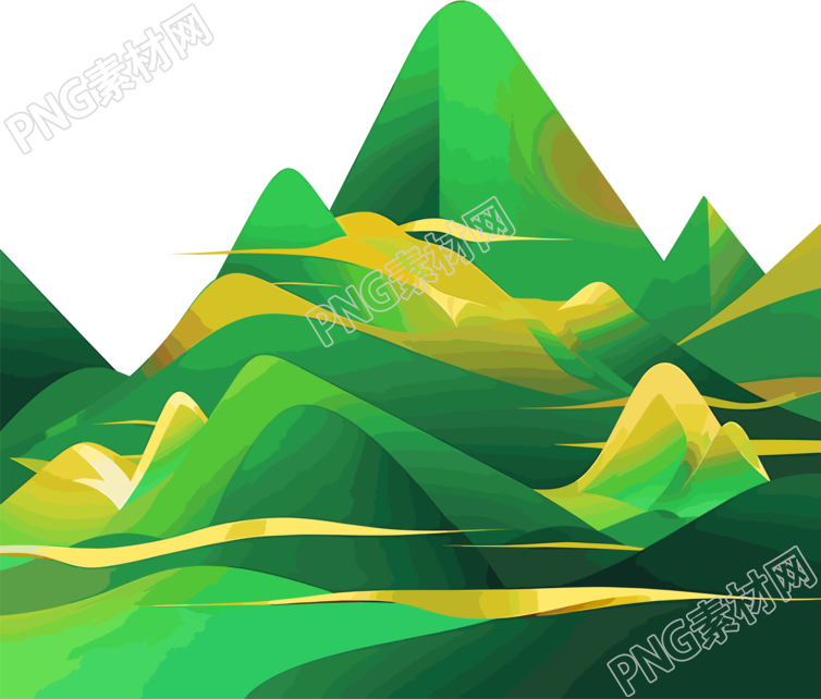 国潮风山脉透明背景插画