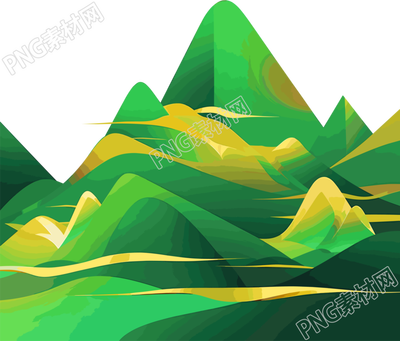 國潮風(fēng)山脈透明背景插畫
