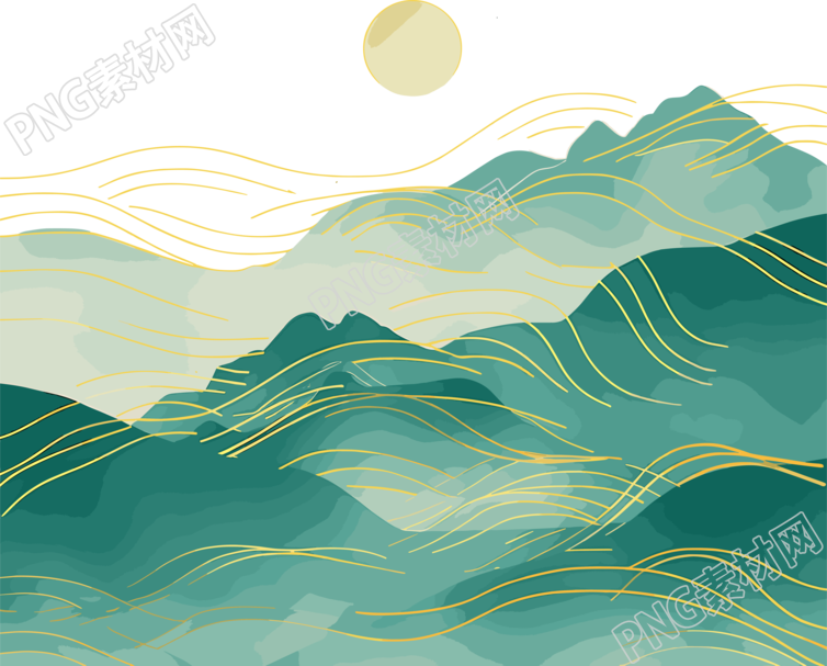 国潮风山脉商业设计图形插画