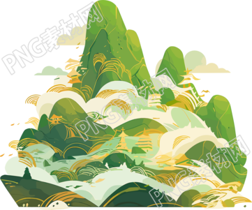 國潮風(fēng)山脈可商用素材