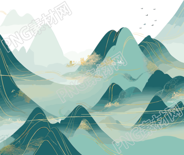 国潮风山脉创意设计元素