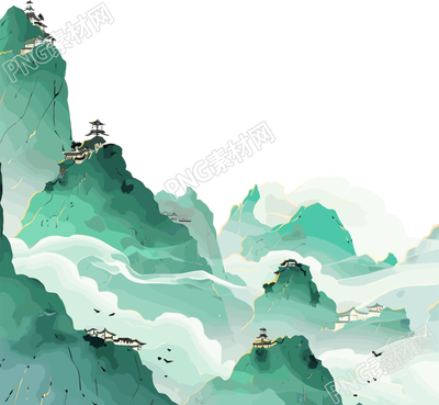 鍍金國潮風(fēng)山脈圖形設(shè)計插畫