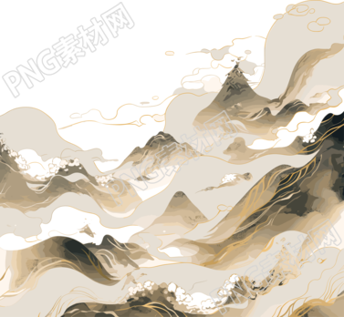 镀金国潮风山脉抽象素材