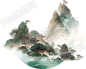 鍍金國潮風(fēng)山脈圖形插畫