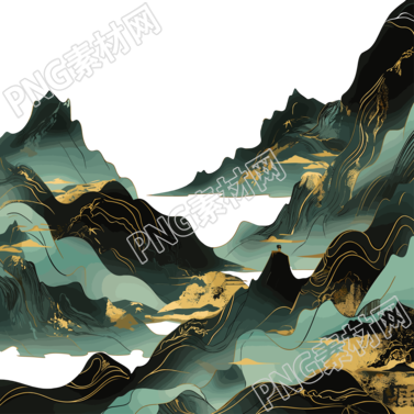 鍍金國潮風(fēng)山脈插圖