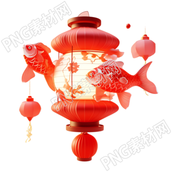 3D紅燈籠插畫設(shè)計元素