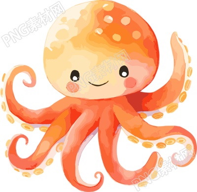八爪魚可愛海洋插畫素材