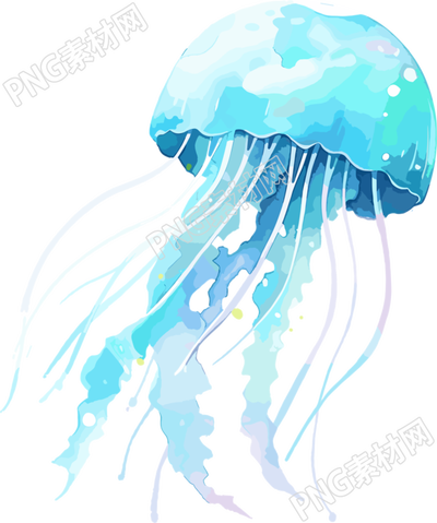 水母水彩插畫