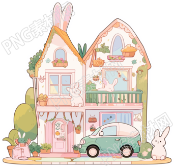 可愛小房子PNG圖形素材