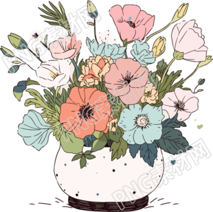 水彩花卉透明背景圖形素材