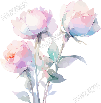 水彩花卉綻放插畫