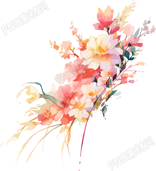 水彩花卉手绘水彩插图