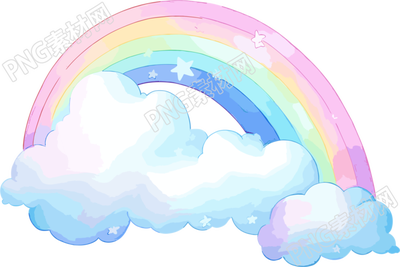 彩虹白云PNG插畫