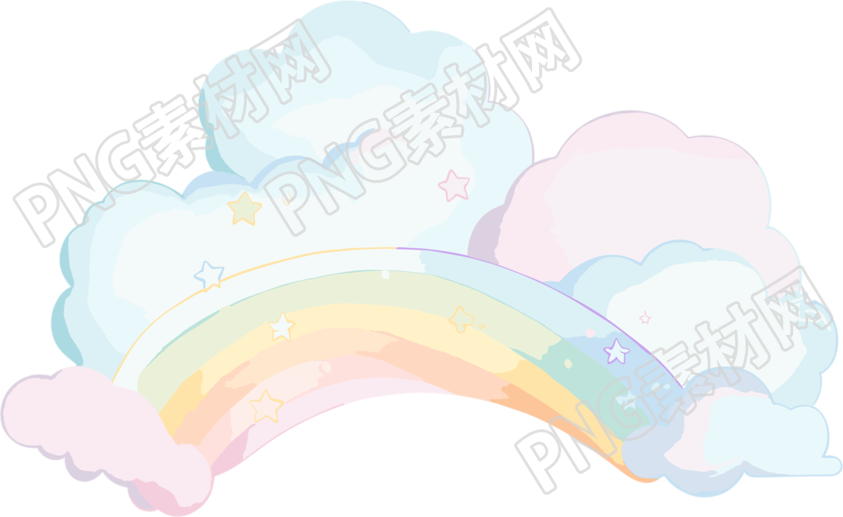 彩虹白云插画素材