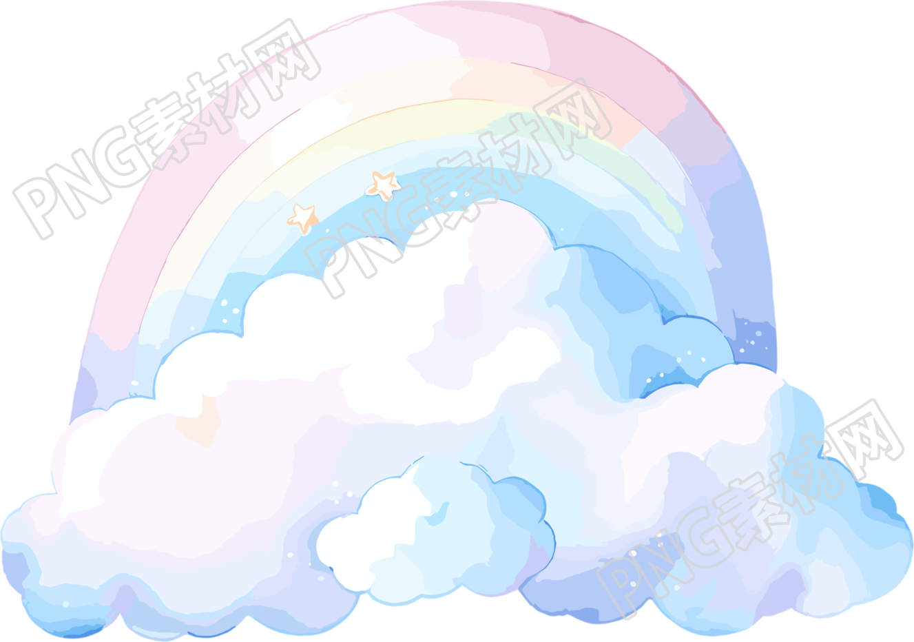彩虹白云PNG插圖