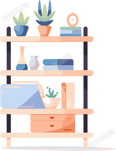 可愛書架讀書插畫