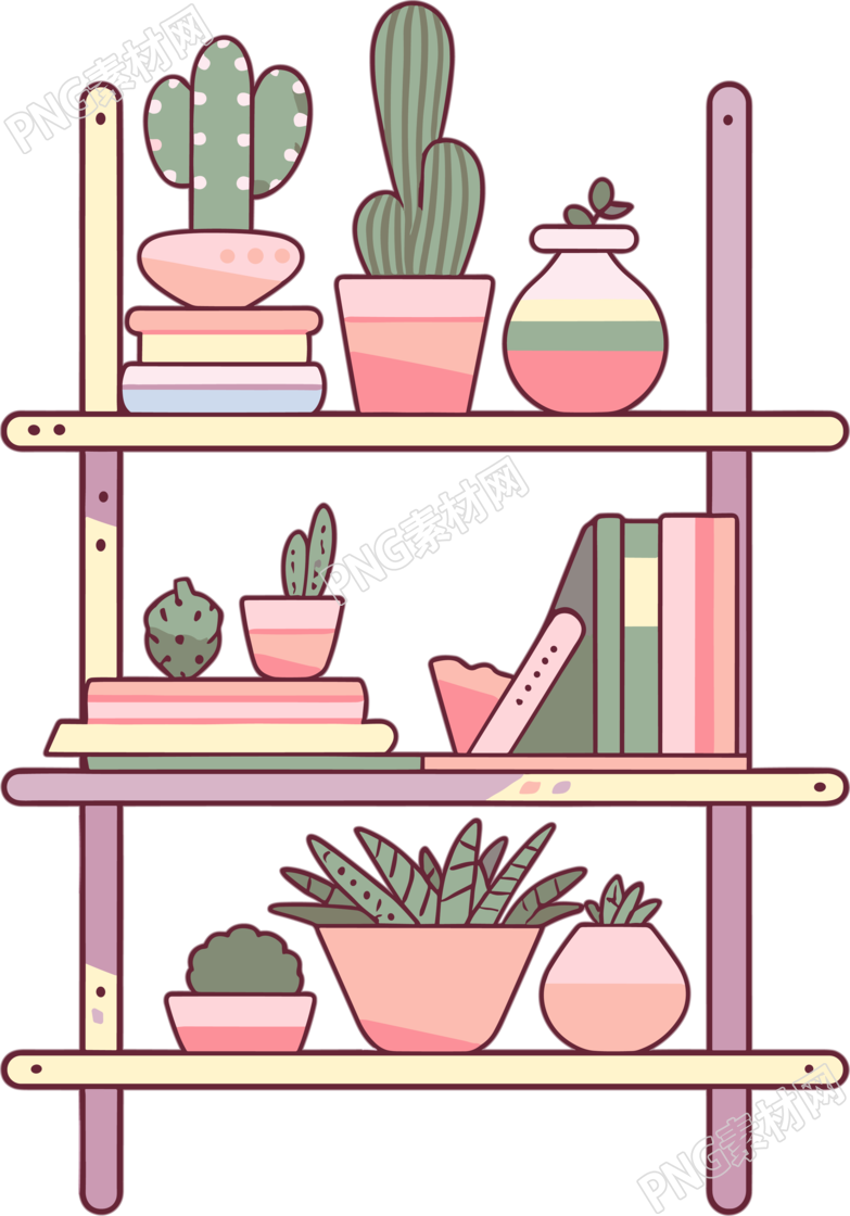 可爱书架简约设计插画