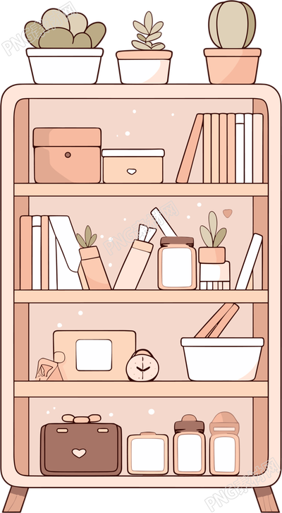 可愛書架透明背景插圖