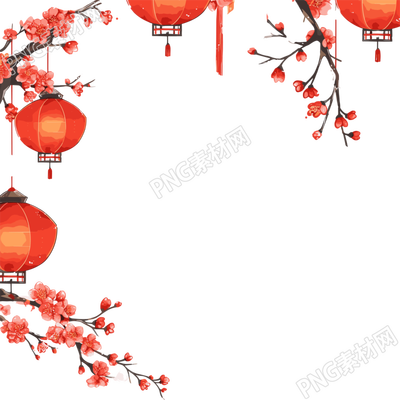 新年燈籠邊框中式插畫設(shè)計(jì)