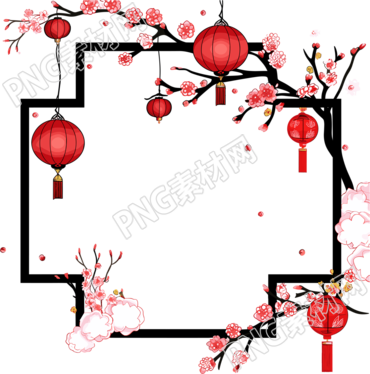 新年燈籠邊框插畫