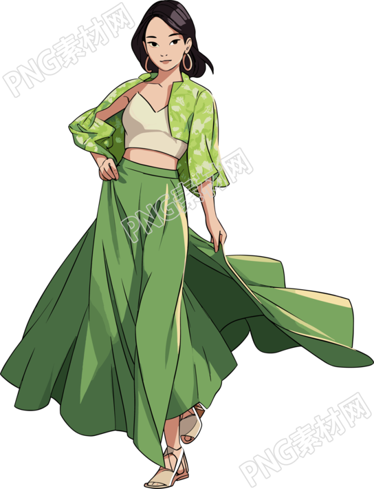 卡通美女插画元素