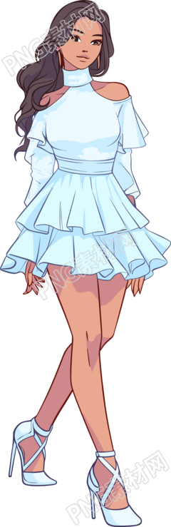 卡通美女手繪插畫