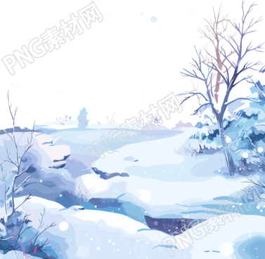 雪景透明背景插图