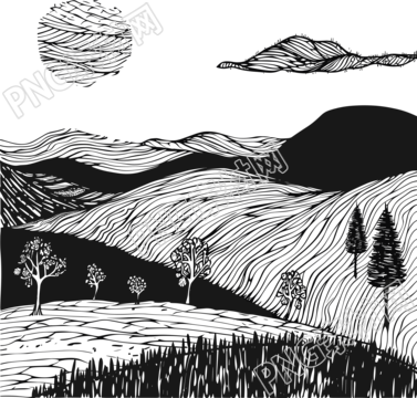 線條風(fēng)景透明背景素材