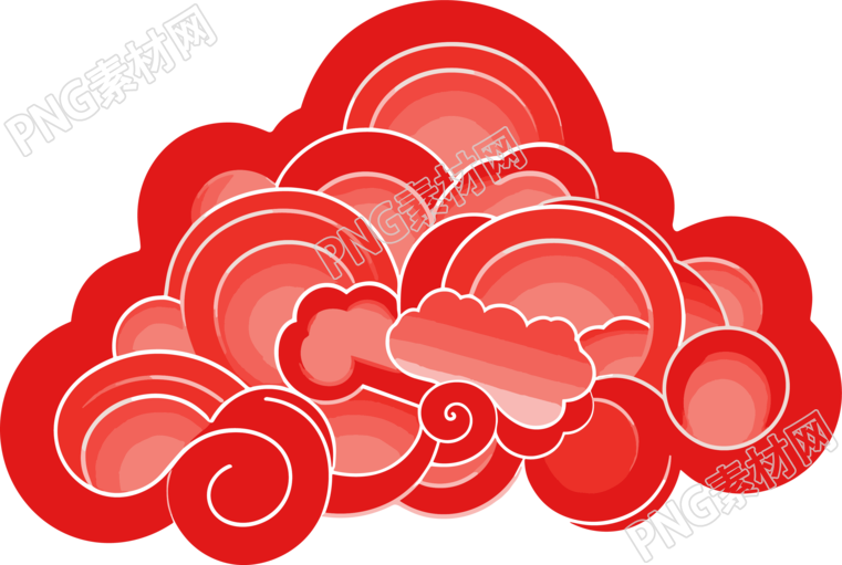 红色祥云简洁插画