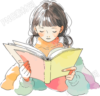 卡通讀書插圖素材