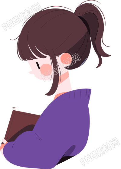 卡通讀書簡單插圖