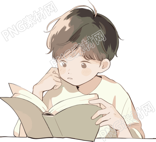 卡通读书简单高清插画