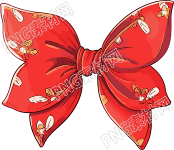 紅色蝴蝶結(jié)手繪插畫風(fēng)格素材
