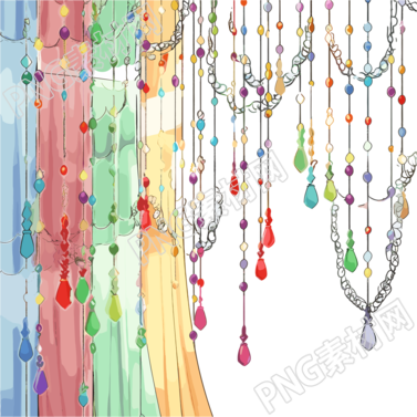 卡通珠帘插画素材