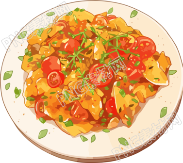 西紅柿炒雞蛋手繪插畫(huà)