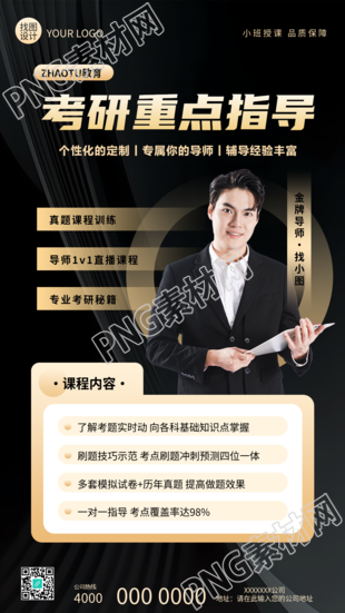 考研重点指导真人实景宣传手机海报