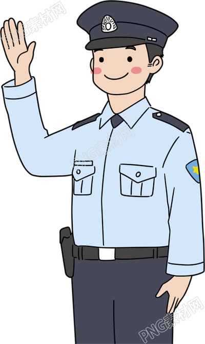 交警卡通透明背景素材