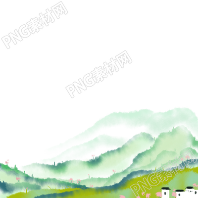 立春節(jié)氣水墨青山桃花素材